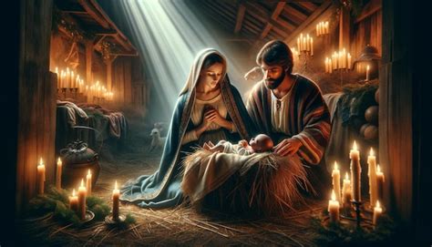 Premium Photo | Nativity scene featuring Baby Jesus Mary and Joseph the ...