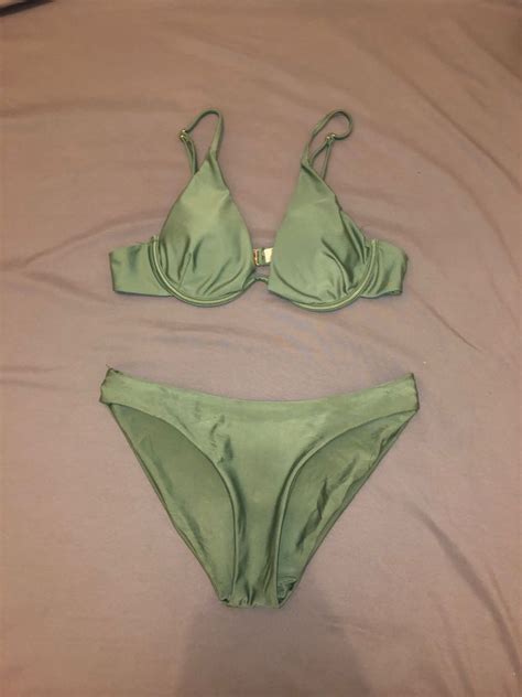 Sage Green Two Piece Bikini Women S Fashion Swimwear Bikinis Swimsuits On Carousell