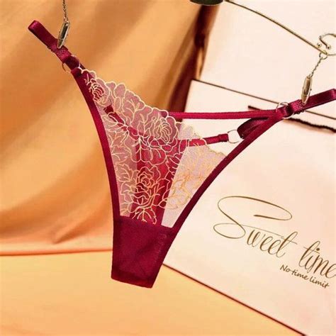 String en dentelle sexy pour femme culotte réglable sous vêtement transparent lingerie pour