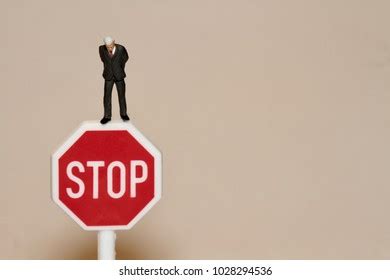 Businessman Miniature Stop Sign Stock Photo 1028294548 | Shutterstock