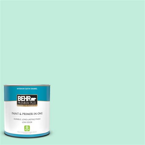 BEHR PREMIUM PLUS 1 Qt 470A 2 Seafoam Pearl Satin Enamel Low Odor