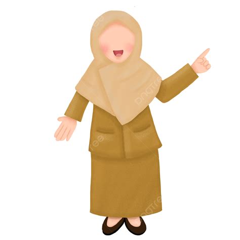 Cartoon Cute Muslim Teacher Hijab Muslim Teacher Headscarf Png