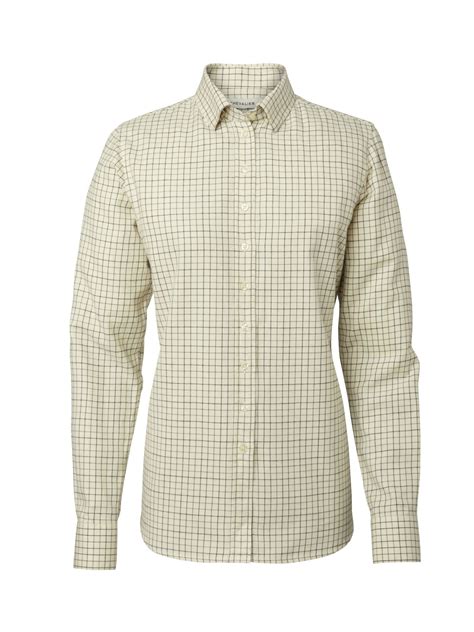 Chevalier Dollis Shooting Fit Wool Shirt Women Soft Green Tattersall