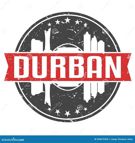 Durban South Africa Round Travel Stamp Icon Skyline City Design Seal