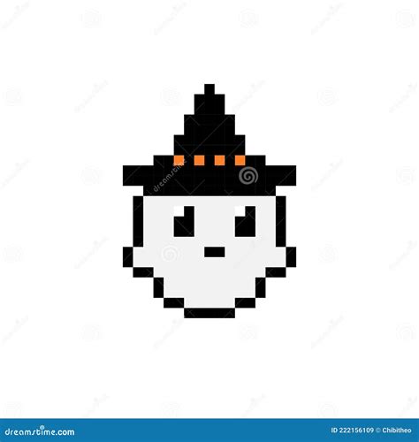 Ghost Pixel Art Spooky Cartoon Pixelated 8 Bit Vector Illustration