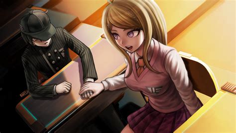 Image Danganronpa V3 Cg Kaede Akamatsu Cheering Up Shuichi Saihara