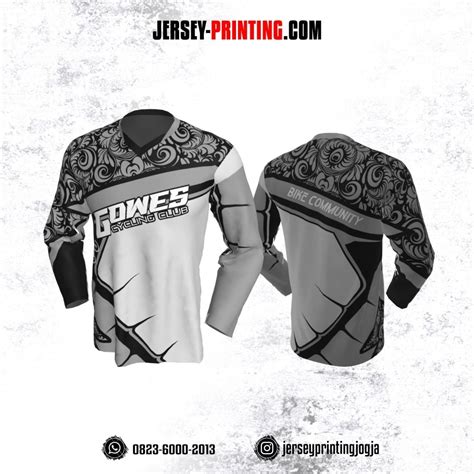 Jersey Gowes Sepeda Abu Hitam Batik Lengan Panjang Jersey Printing Bikin Jersey Satuan Murah