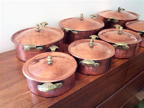 Hammered Copper Lidded Cook Pot Set Mediterranean Hand Etsy