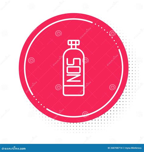 White Line Nitrous Oxide Icon Isolated on White Background. Red Circle ...