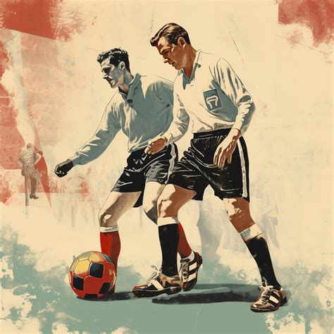 Premium AI Image | Old football vintage style illustration design football vintage 1970 soccer ...