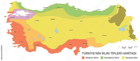 Map of climate types in Turkey, Mediterranean climate, Continental ...