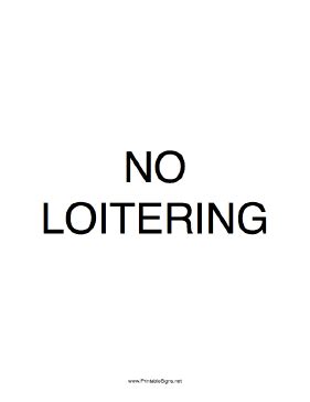 Printable No Loitering Portrait Sign