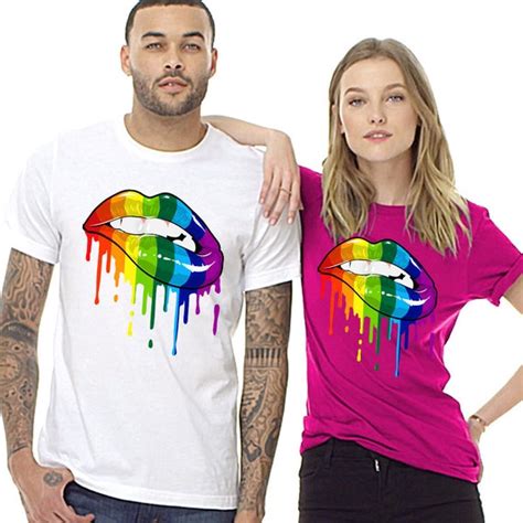 Gay Pride Shirt Sexy Rainbow Lips Lgbtq T Shirt Unisex Men Etsy