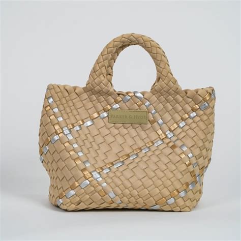 Beige Metallic Multi Woven Mini Tote — Parker And Hyde