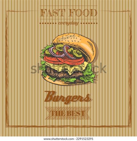 Fast Food Menu Vintage Vector Illustration Stock Vector (Royalty Free ...