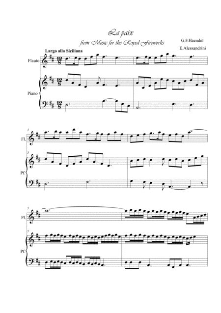 La Paix Flute And Piano Arr Ester Alessandrini Sheet Music G F