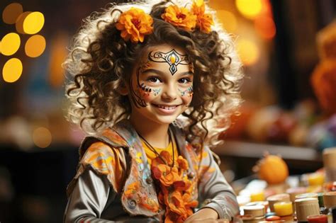 Premium AI Image | Cute kid's Halloween face paint