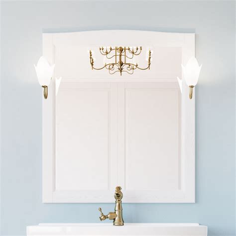 Зеркало ValenHouse Эллина 80 белое со светильниками, держатели для ...