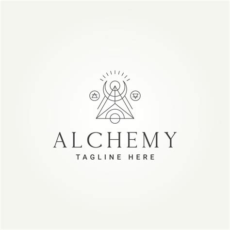 minimalist alchemy line art icon logo template vector illustration ...