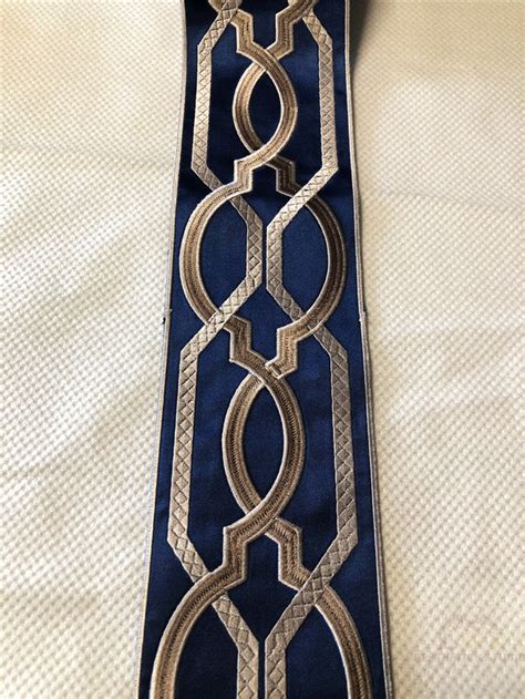 Embroidery Trim Navy Blue Curtain Trims Decorative Fabric Trim Etsy