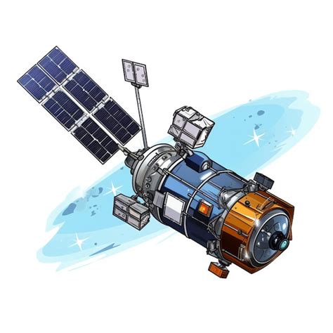 Premium Ai Image Satellite 2d Cartoon Vector Illustration On White