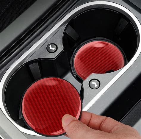 Car Water Cup Pad For Bottle Pvc Cup Coaster Carbon Fiber Pattern Auto