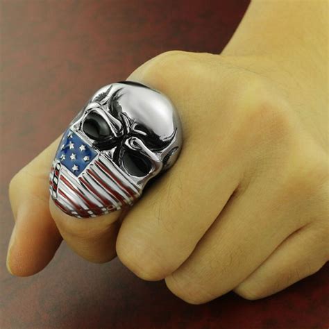 Seft Defense Ring Outdoor Edc Skull American Flag Safety Tools Self