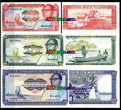 Gambia banknotes - Gambia paper money catalog and Gabian currency history