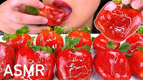 Asmr Strawberry Tanghulu Candied Ice Cracking Fruit Crunchy Eating