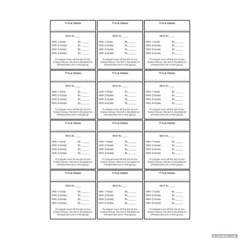 Monopoly Deed Cards Printable - Gridgit.com