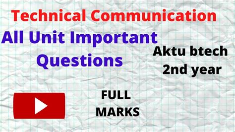 Technical Communication Important Question Aktu Exam Questions Aktu