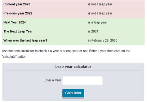 Leap Year Calculator Determine The Next Leap Year Ahsib