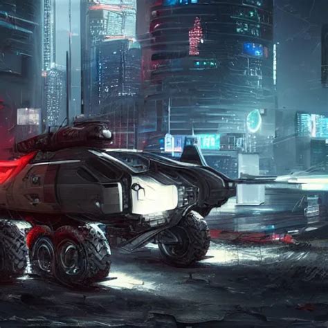 Cyberpunk Military Vehicles In Combat Realistic Stable Diffusion