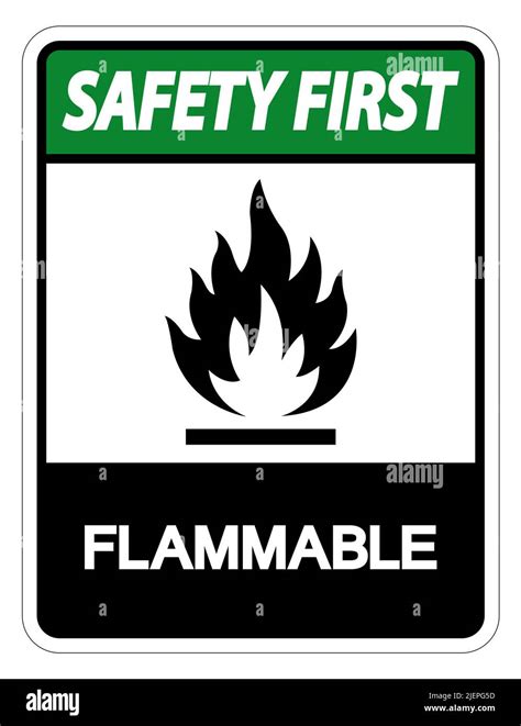 Safety First Flammable Symbol Sign Isolate On White Backgroundvector