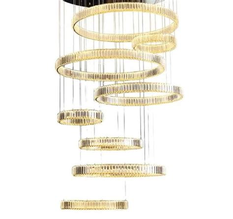 Delessi Rozanno Led 8 Ring Crystal Pendant Light Tri Colour Chrome Jd Lighting