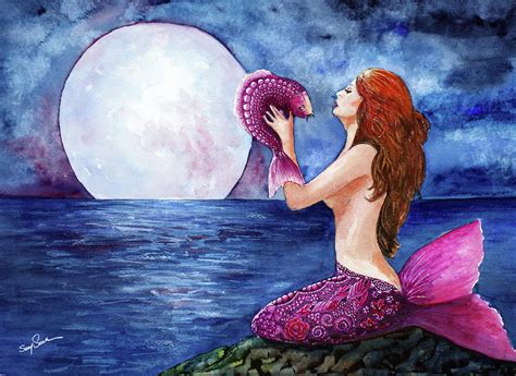 Mermaid Moon Painting by Susy Soulies - Fine Art America