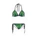 Blue Green Beautiful Satin Waves Fractal Art Custom Bikini Swimsuit ID D767554