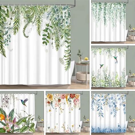 Dreamfire Sage Green Shower Curtain Plant Botanical Eucalyptus