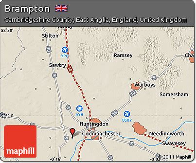 shaded relief map brampton