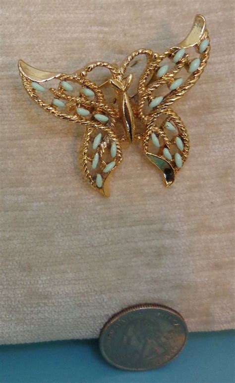 Vintage Gerry S Butterfly Brooch Vintage Goldtone En Gem