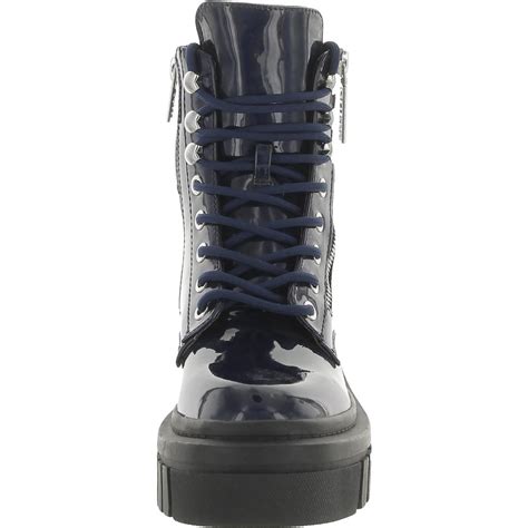 Guess Womens Ferina Faux Leather Lug Sole Combat Lace Up Boots Bhfo