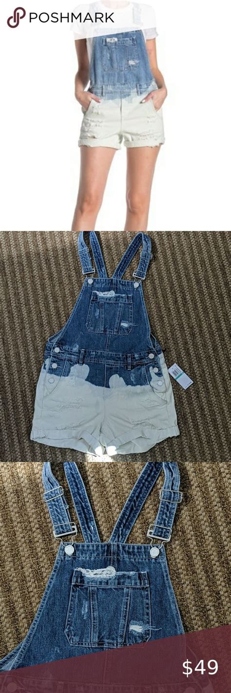 Blank NYC Bleached White Denim Shorts Overalls New White Denim Shorts