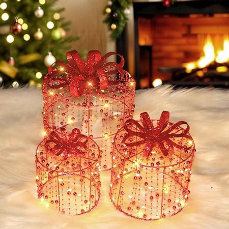 Juego De Cajas Iluminadas Con Led Cajas De Regalo Navide As