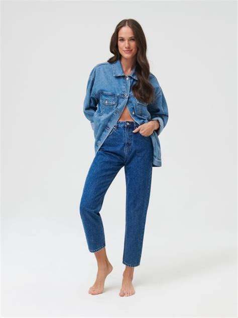 High Waist Mom Jeans Color Blue Jeans SINSAY 6101J 55J