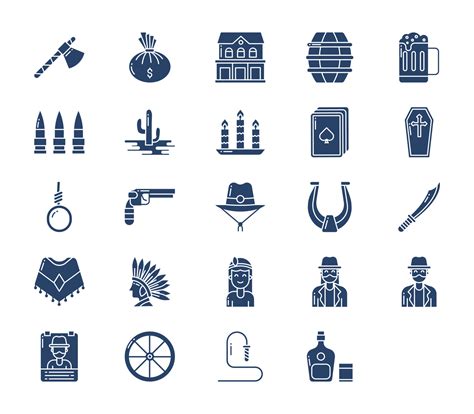 Cowboy And Wild West Icon Set Vector Art At Vecteezy