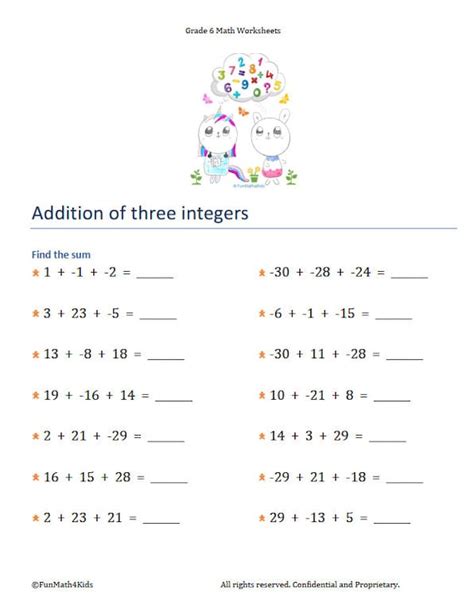 6th Grade Math Worksheets