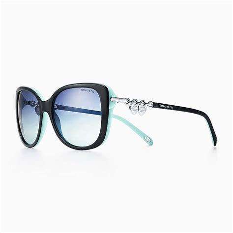 Return To Tiffany® Rectangular Sunglasses In Black And Tiffany Blue Acetate Rectangular