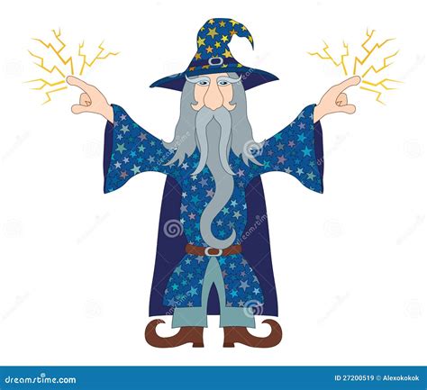 Wizard launches lightning stock vector. Illustration of person - 27200519