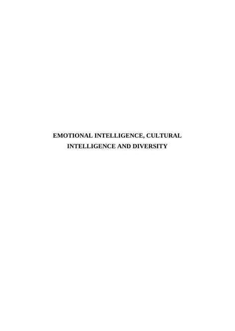 Emotional Intelligence Cultural Intelligence And Diversity Desklib