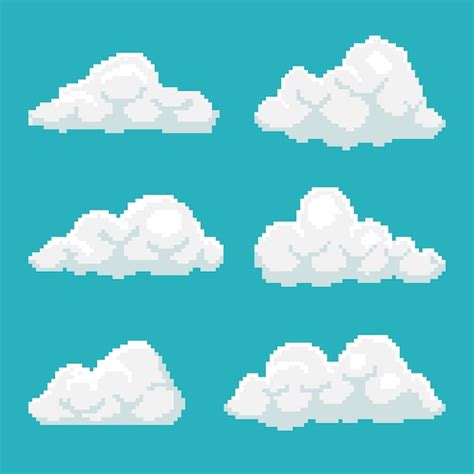 Premium Vector Flat Design Pixel Art Cloud Illustration